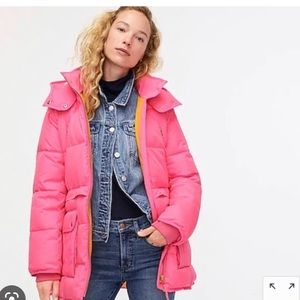 J Crew Pink Chateau Puffer Coat